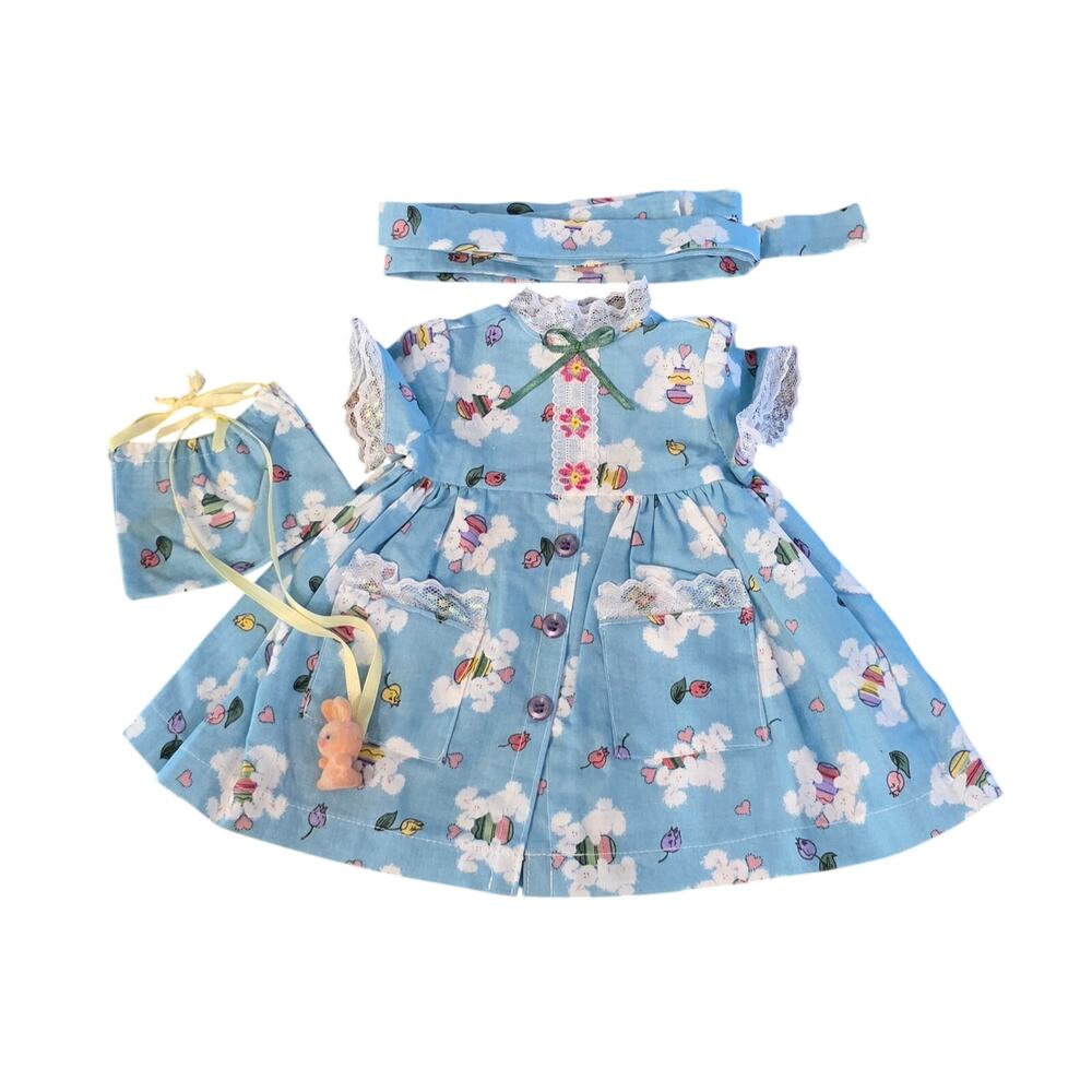 Vintage 90's Handmade 18" Doll Dress Easter Spring‎